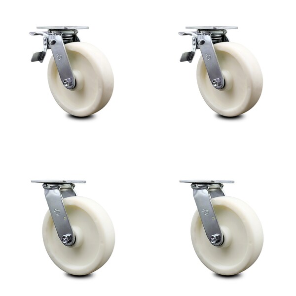 Service Caster 8 Inch Nylon Swivel Caster Set with Ball Bearing 2 Total Lock Brake SCC SCC-TTL30S820-NYB-2-S-2 - main